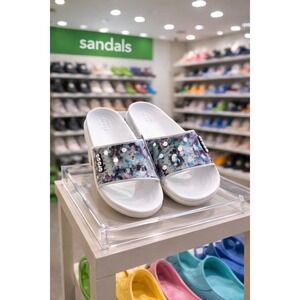Shoes Sandals Slides‎ Tie-Dye Graphic White/Multi (M-11)